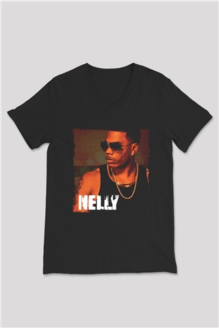 Nelly Siyah Unisex V Yaka Tişört