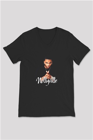 Nelly Siyah Unisex V Yaka Tişört
