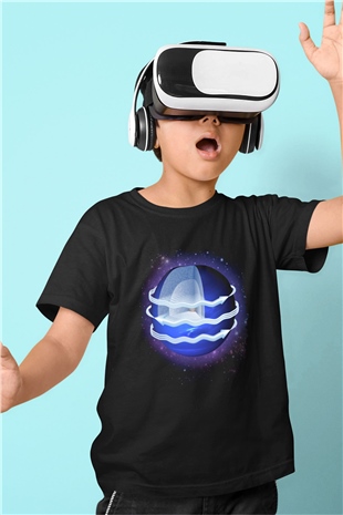 Neptün Siyah Unisex Çocuk Tişört