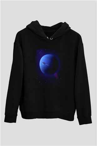 Neptün Siyah Unisex Hoodie