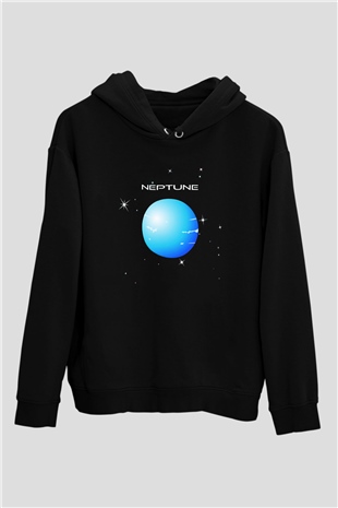 Neptün Siyah Unisex Hoodie