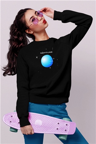 Neptün Siyah Unisex Sweatshirt