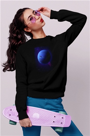 Neptün Siyah Unisex Sweatshirt