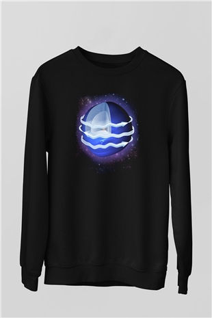 Neptün Siyah Unisex Sweatshirt