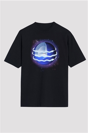 Neptün Siyah Oversize Tişört Oversize T-shirt - TişörtFabrikası