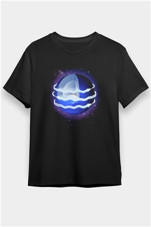 Neptün Siyah Unisex Tişört T-Shirt - TişörtFabrikası