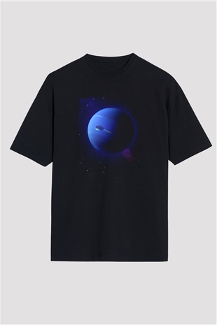 Neptün Siyah Oversize Tişört Oversize T-shirt - TişörtFabrikası