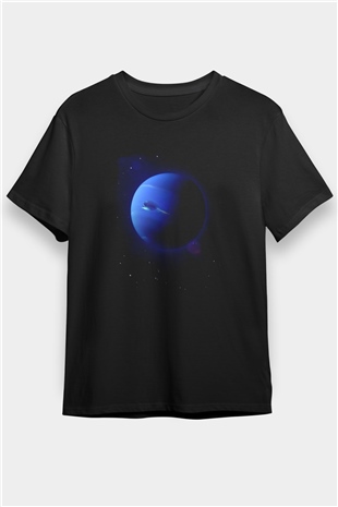 Neptün Siyah Unisex Tişört T-Shirt - TişörtFabrikası