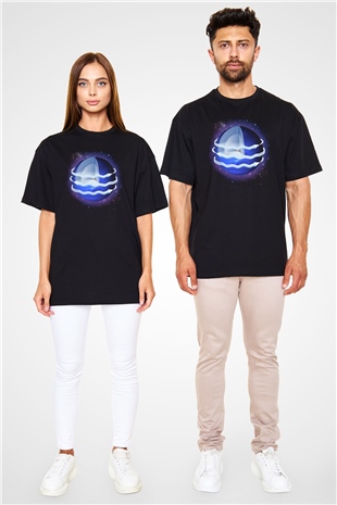 Neptün Siyah Oversize Tişört Oversize T-shirt - TişörtFabrikası
