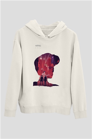 Nero Beyaz Unisex Kapüşonlu Sweatshirt
