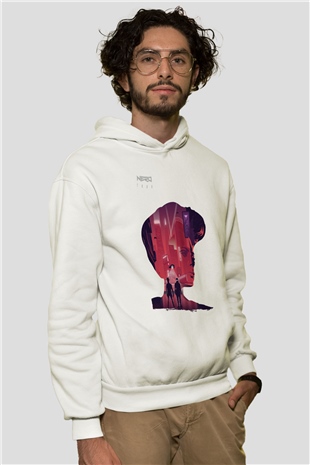 Nero Beyaz Unisex Kapüşonlu Sweatshirt