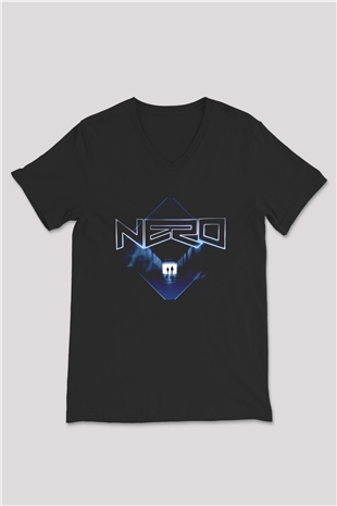 Nero Siyah Unisex V Yaka Tişört