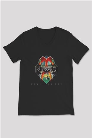 Nero Siyah Unisex V Yaka Tişört