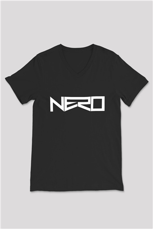 Nero Siyah Unisex V Yaka Tişört