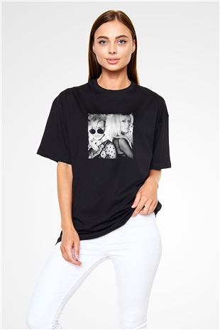 Nervo Baskılı Unisex Oversize Siyah Tişört