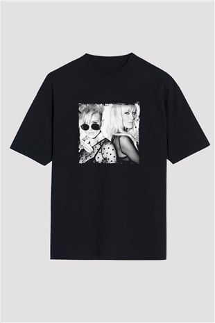 Nervo Baskılı Unisex Oversize Siyah Tişört