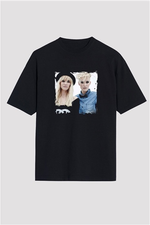 Nervo Baskılı Unisex Oversize Siyah Tişört