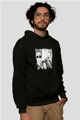 Nervo Baskılı Unisex Siyah Hoodie