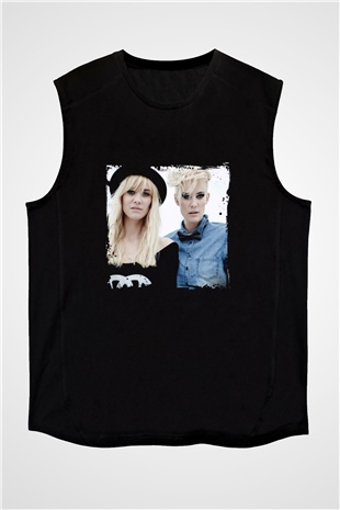 Nervo Baskılı Unisex Siyah Kolsuz Tişört