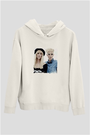 NervoBaskılı Beyaz Hoodie