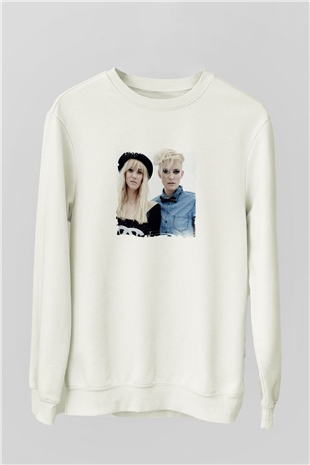 NervoBaskılı Beyaz Sweatshirt
