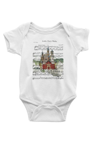 Neuschwanstein Şatosu Baskılı Beyaz Unisex Bebek Body - Zıbın