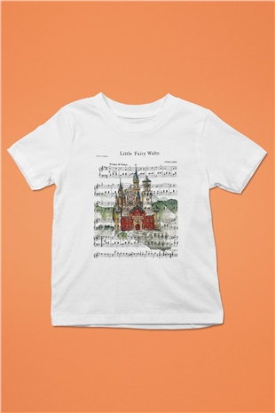 Neuschwanstein Şatosu Baskılı Beyaz Unisex Çocuk Tişört