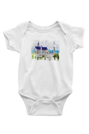 Neuschwanstein Şatosu Beyaz Bebek Body - Zıbın