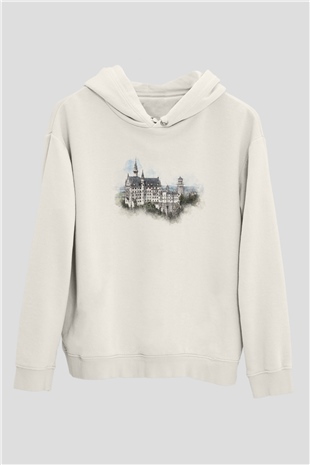 Neuschwanstein Şatosu Beyaz Unisex Hoodie