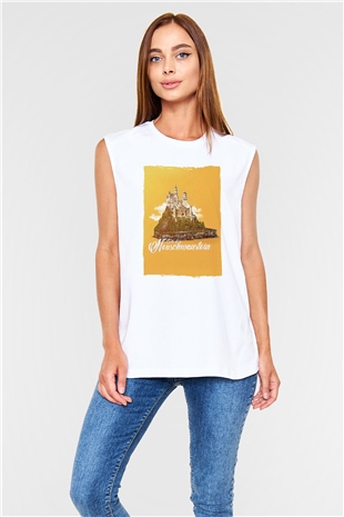 Neuschwanstein Şatosu Beyaz Unisex Kolsuz Tişört