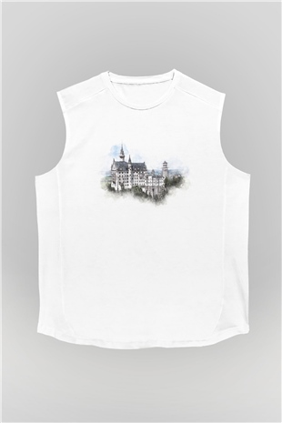 Neuschwanstein Şatosu Beyaz Unisex Kolsuz Tişört