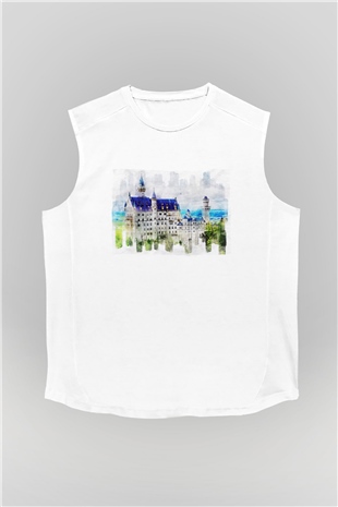 Neuschwanstein Şatosu Beyaz Unisex Kolsuz Tişört