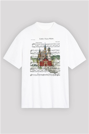 Neuschwanstein Şatosu Beyaz Unisex Oversize Tişört T-Shirt