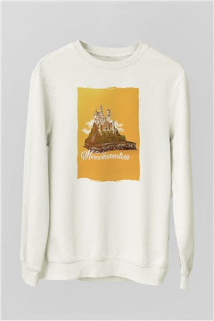 Neuschwanstein Şatosu Beyaz Unisex Sweatshirt