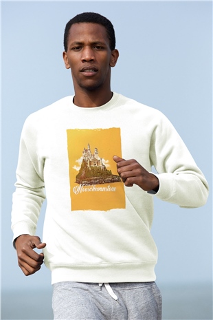 Neuschwanstein Şatosu Beyaz Unisex Sweatshirt