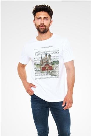 Neuschwanstein Şatosu Beyaz Unisex Tişört T-Shirt - TişörtFabrikası