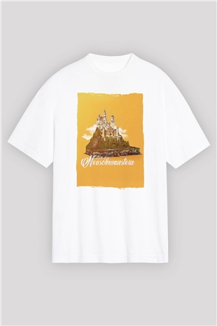 Neuschwanstein Şatosu Beyaz Oversize Tişört Oversize T-shirt - TişörtFabrikası