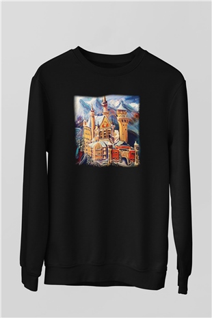 Neuschwanstein Şatosu Siyah Unisex Sweatshirt