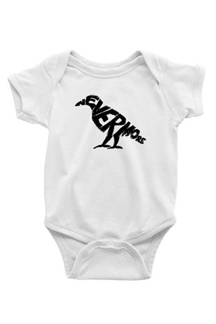 Nevermore Baskılı Beyaz Unisex Bebek Body - Zıbın