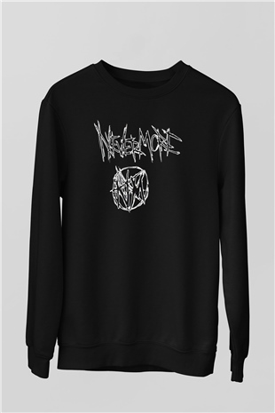 Nevermore Baskılı Unisex Siyah Sweatshirt