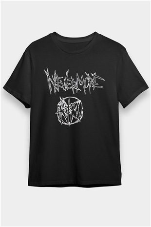 Nevermore Baskılı Unisex Siyah Tişört - Tshirt