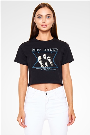 New Order Siyah Crop Top Tişört