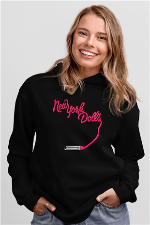 New York Dolls Siyah Unisex Hoodie