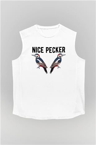 Nice Pecker Baskılı Unisex Beyaz  Kolsuz Tişört
