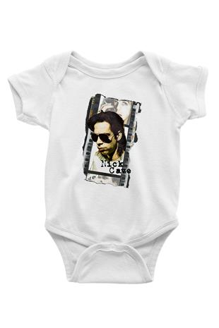 Nick Cave Baskılı Beyaz Unisex Bebek Body - Zıbın