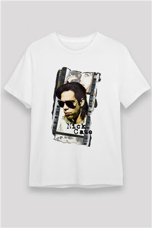 Nick Cave Baskılı Unisex Beyaz Tişört - Tshirt