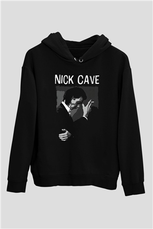Nick Cave Baskılı Unisex Siyah Kapüşonlu Sweatshirt