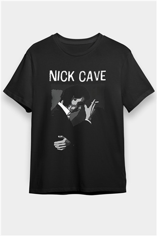 Nick Cave Baskılı Unisex Siyah Tişört - Tshirt