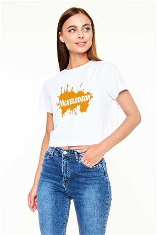 Nickelodeon Beyaz Croptop Tişört