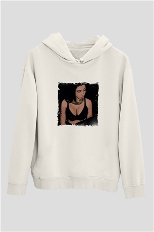 Nicki Minaj Baskılı Unisex Beyaz Kapüşonlu Sweatshirt